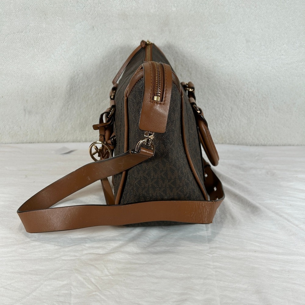 Michael Kors Brown Monogram Satchel Crossbody Bag Gold Hardware - Picture 5 of 16